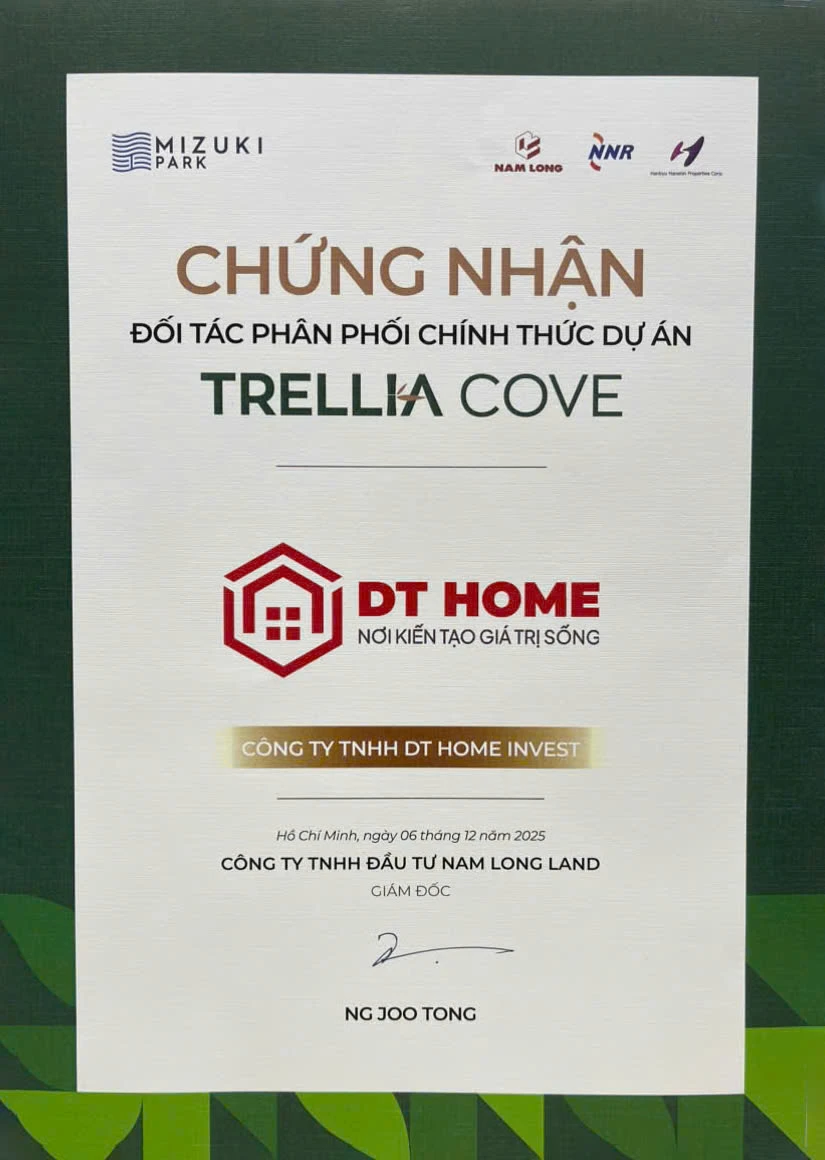 DT Home Invest là đơn vị đối tác phân phối chính thức dự án Trellia Cove