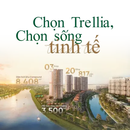 Phối cảnh tổng quan Trellia Cove Mizuki Park với không gian ven sông và công viên xanh.